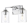 Living District Ronnie 2-Light Iron & Glass Bath Sconce in Chrome/Clear
