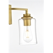 Living District Ronnie 2-Light Iron & Glass Bath Sconce in Brass/Clear