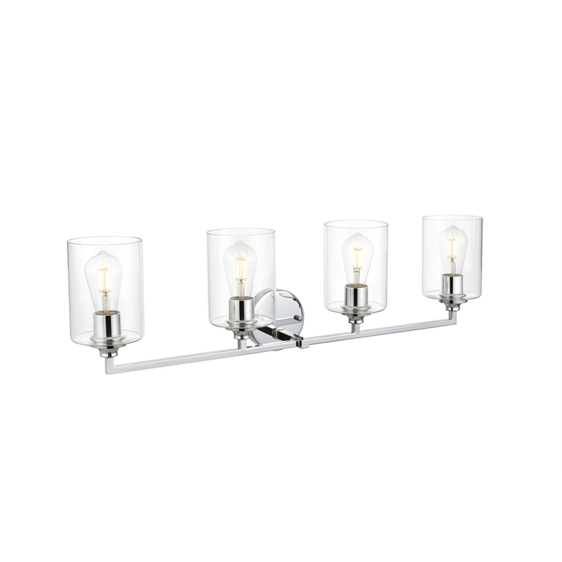 Living District Mayson 4-Light Iron & Glass Bath Sconce in Chrome/Clear