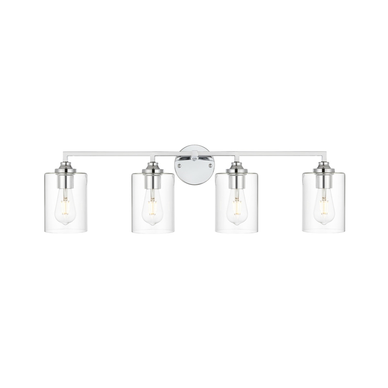 Living District Mayson 4-Light Iron & Glass Bath Sconce in Chrome/Clear