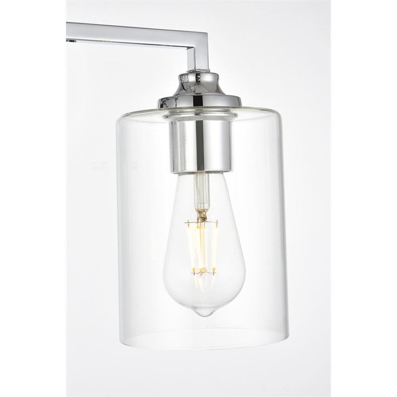 Living District Mayson 4-Light Iron & Glass Bath Sconce in Chrome/Clear