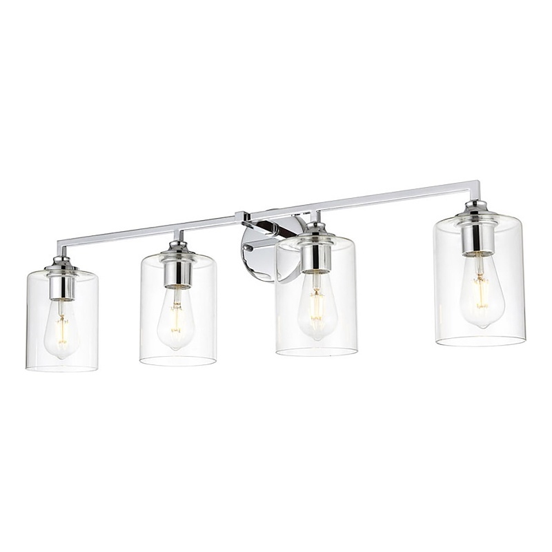 Living District Mayson 4-Light Iron & Glass Bath Sconce in Chrome/Clear