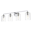 Living District Mayson 4-Light Iron & Glass Bath Sconce in Chrome/Clear