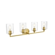 Living District Mayson 4-Light Iron & Glass Bath Sconce in Brass/Clear