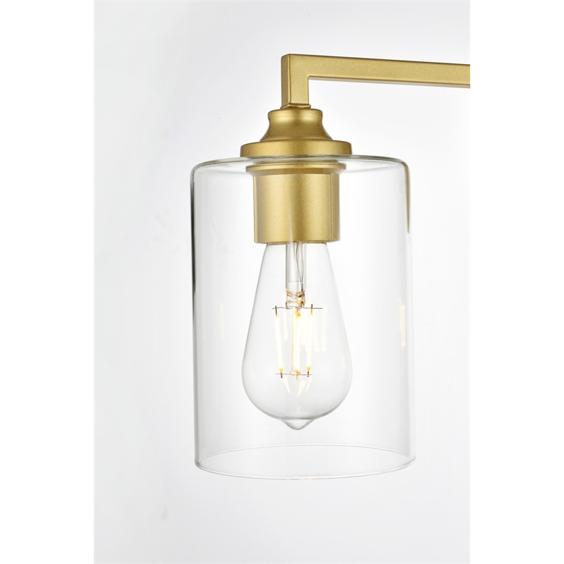 Living District Mayson 4-Light Iron & Glass Bath Sconce in Brass/Clear