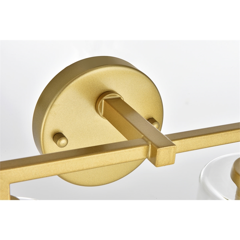 Living District Mayson 4-Light Iron & Glass Bath Sconce in Brass/Clear