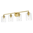 Living District Mayson 4-Light Iron & Glass Bath Sconce in Brass/Clear