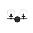 Living District Ingrid 2-Light Iron & Glass Bath Sconce in Black & Clear
