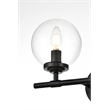 Living District Ingrid 2-Light Iron & Glass Bath Sconce in Black & Clear