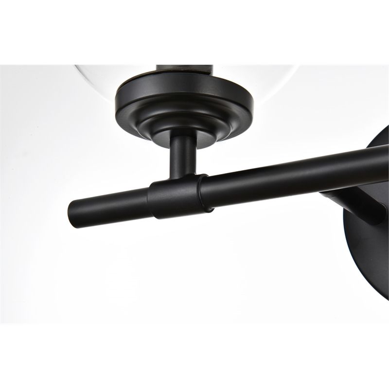 Living District Ingrid 2-Light Iron & Glass Bath Sconce in Black & Clear