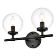 Living District Ingrid 2-Light Iron & Glass Bath Sconce in Black & Clear