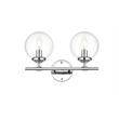 Living District Ingrid 2-Light Iron & Glass Bath Sconce in Chrome and Clear