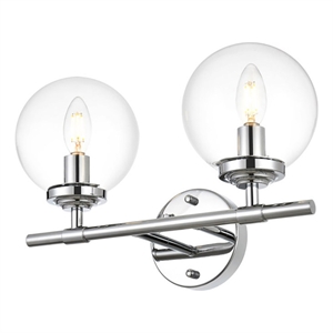 Living District Ingrid 2-Light Iron & Glass Bath Sconce in Chrome and Clear