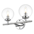 Living District Ingrid 2-Light Iron & Glass Bath Sconce in Chrome and Clear