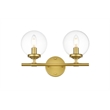 Living District Ingrid 2-Light Iron & Glass Bath Sconce in Brass & Clear