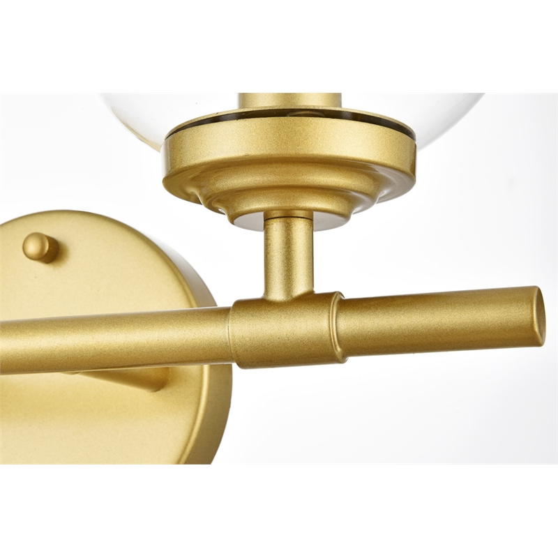 Living District Ingrid 2-Light Iron & Glass Bath Sconce in Brass & Clear