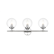 Living District Ingrid 3-Light Iron & Glass Bath Sconce in Chrome and Clear