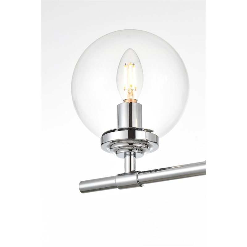 Living District Ingrid 3-Light Iron & Glass Bath Sconce in Chrome and Clear