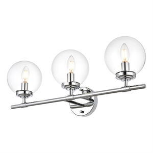 Living District Ingrid 3-Light Iron & Glass Bath Sconce in Chrome and Clear