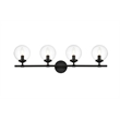 Living District Ingrid 4-Light Iron & Glass Bath Sconce in Black and Clear