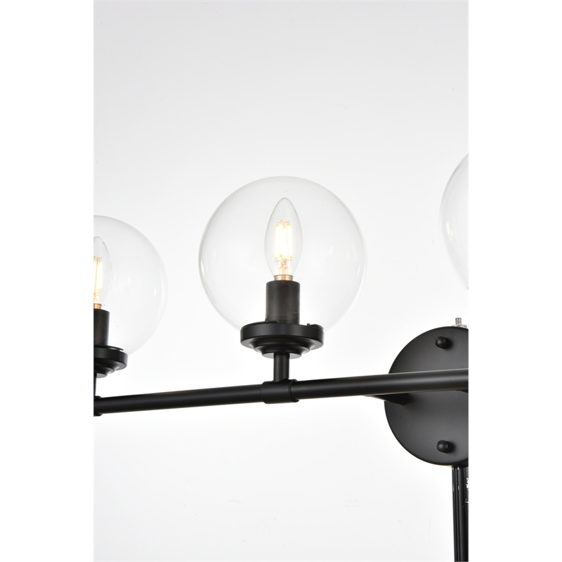 Living District Ingrid 4-Light Iron & Glass Bath Sconce in Black and Clear