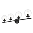 Living District Ingrid 4-Light Iron & Glass Bath Sconce in Black and Clear