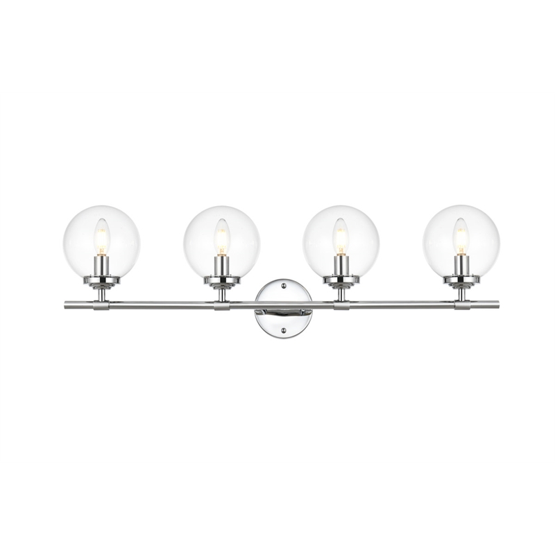 Living District Ingrid 4-Light Iron & Glass Bath Sconce in Chrome and Clear