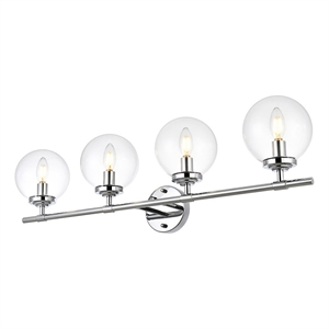 Living District Ingrid 4-Light Iron & Glass Bath Sconce in Chrome and Clear