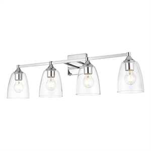 Living District Gianni 4-Light Iron & Glass Bath Sconce in Chrome/Clear