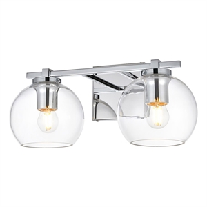 Living District Juelz 2-Light Iron & Glass Bath Sconce in Chrome/Clear