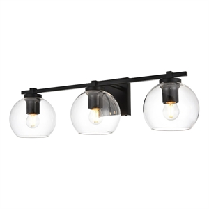 Living District Juelz 3-Light Iron & Glass Bath Sconce in Black/Clear