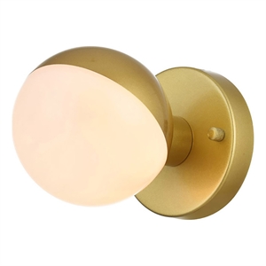 Living District Majesty 1-Light Metal Bath Sconce in Brass/Frosted White