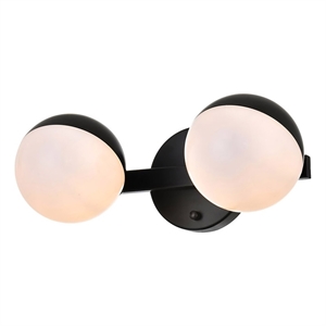 Living District Majesty 2-Light Metal Bath Sconce in Black/Frosted White