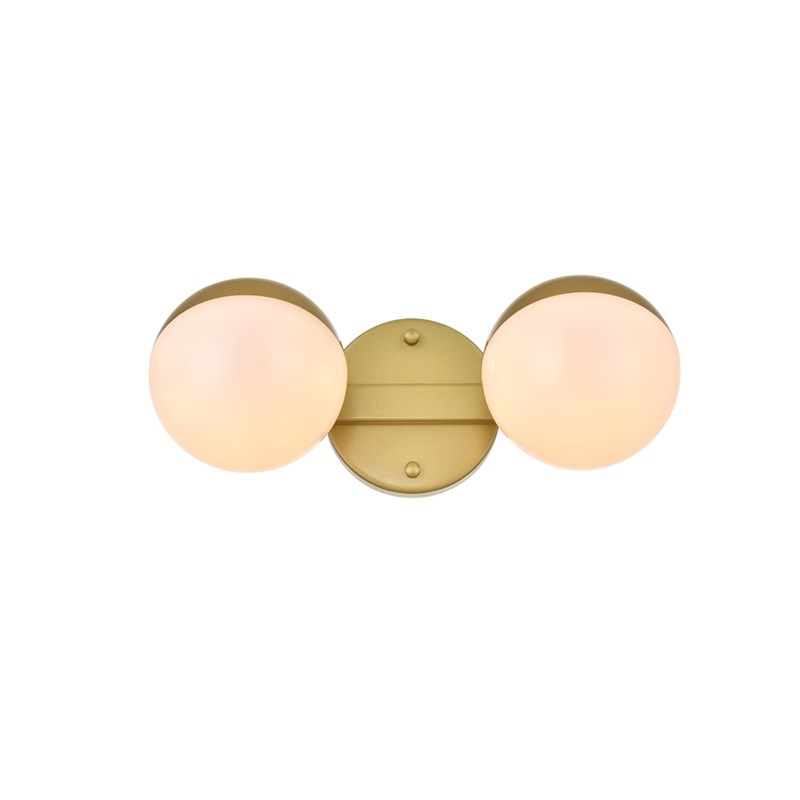 Living District Majesty 2-Light Metal Bath Sconce in Brass/Frosted White