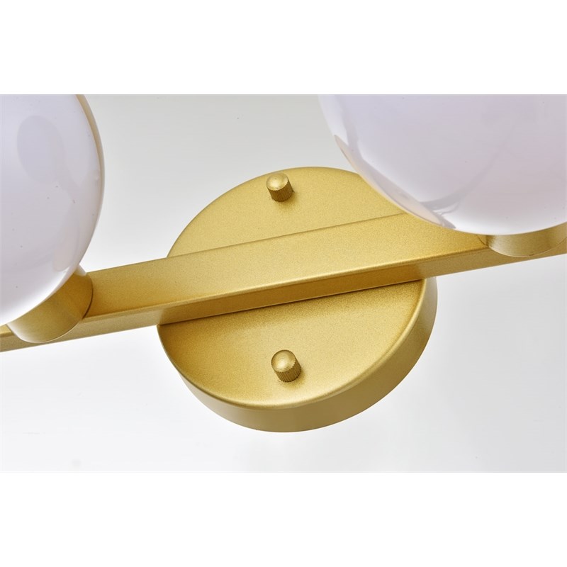 Living District Majesty 2-Light Metal Bath Sconce in Brass/Frosted White