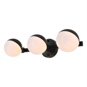 Living District Majesty 3-Light Metal Bath Sconce in Black/Frosted White