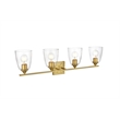 Living District Harris 4-Light Iron & Glass Bath Sconce in Brass/Clear
