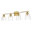Living District Harris 4-Light Iron & Glass Bath Sconce in Brass/Clear