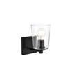 Living District Kacey 1-Light Iron & Glass Bath Sconce in Black/Clear