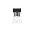 Living District Kacey 1-Light Iron & Glass Bath Sconce in Black/Clear