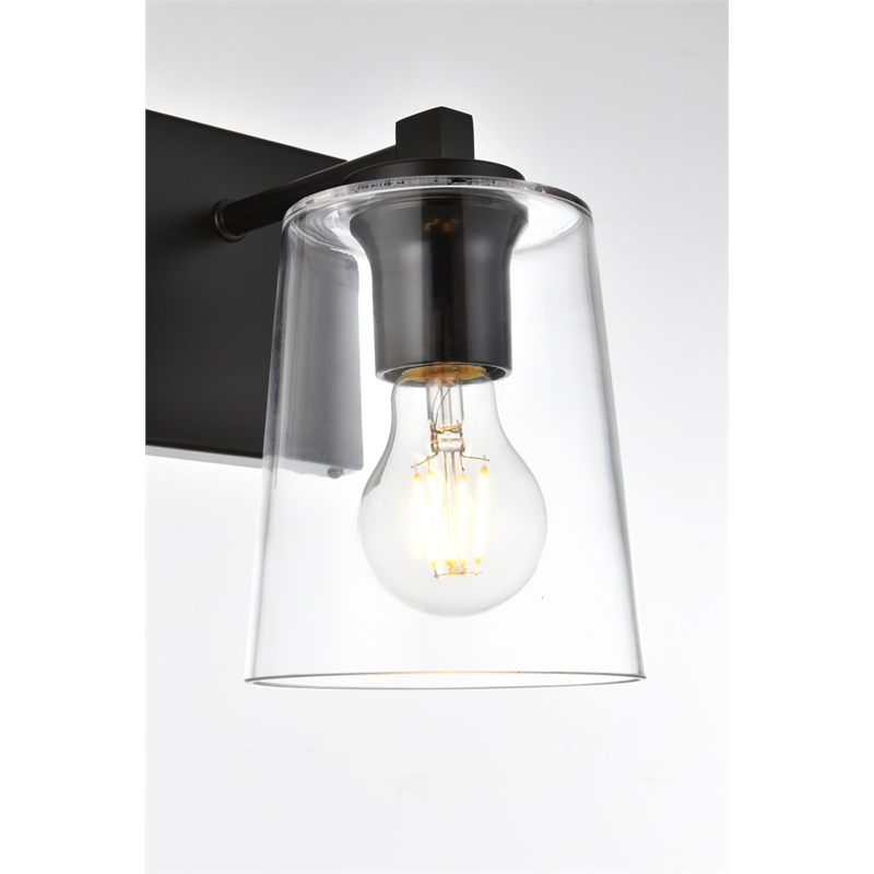 Living District Kacey 1-Light Iron & Glass Bath Sconce in Black/Clear