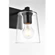 Living District Kacey 1-Light Iron & Glass Bath Sconce in Black/Clear