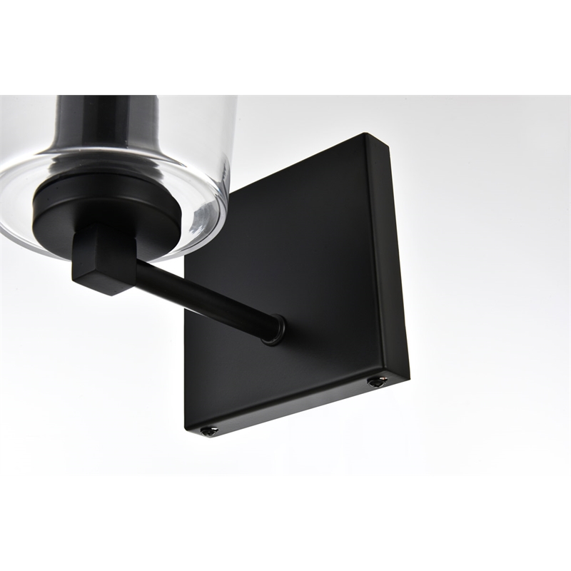 Living District Kacey 1-Light Iron & Glass Bath Sconce in Black/Clear