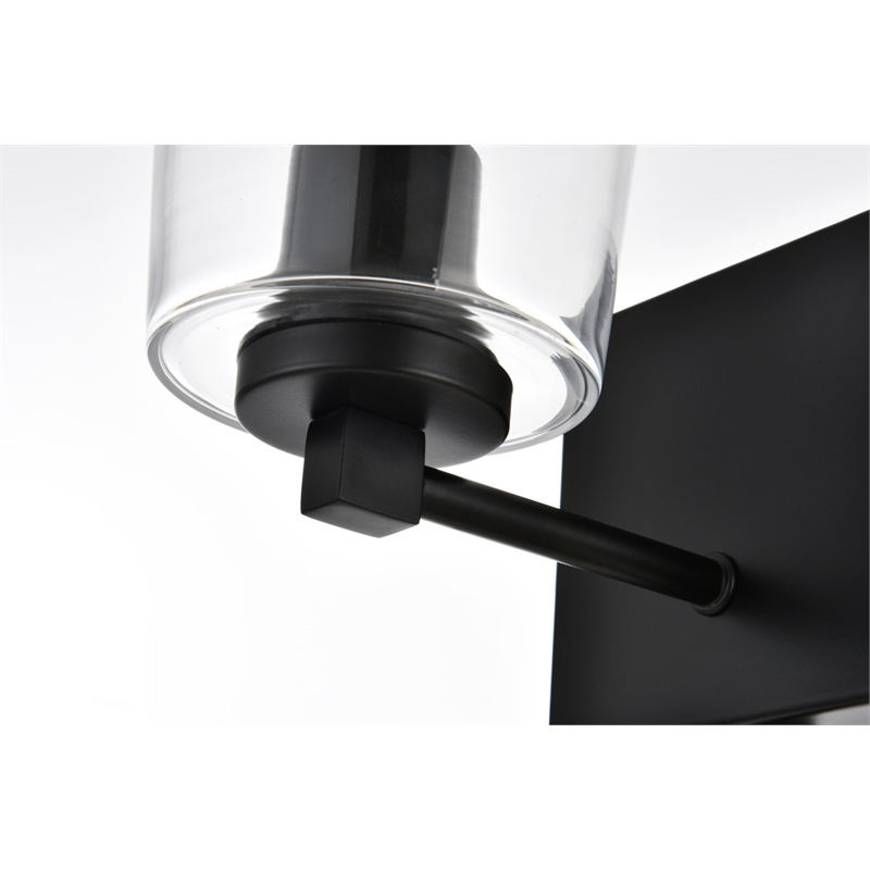 Living District Kacey 1-Light Iron & Glass Bath Sconce in Black/Clear