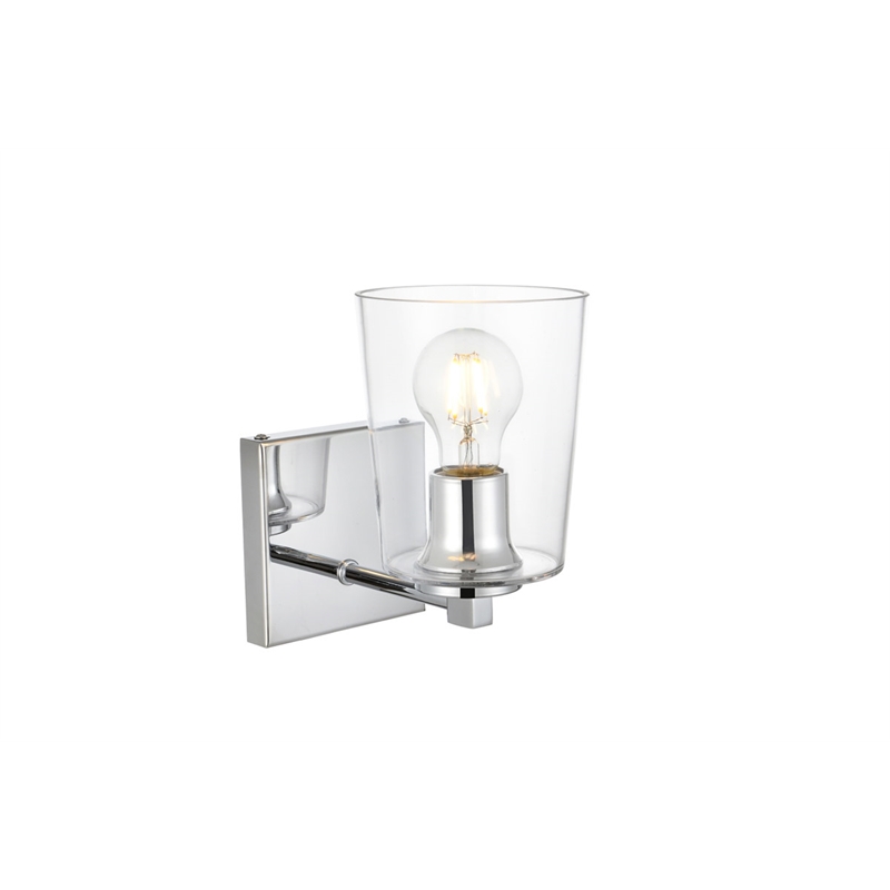 Living District Kacey 1-Light Iron & Glass Bath Sconce in Chrome/Clear