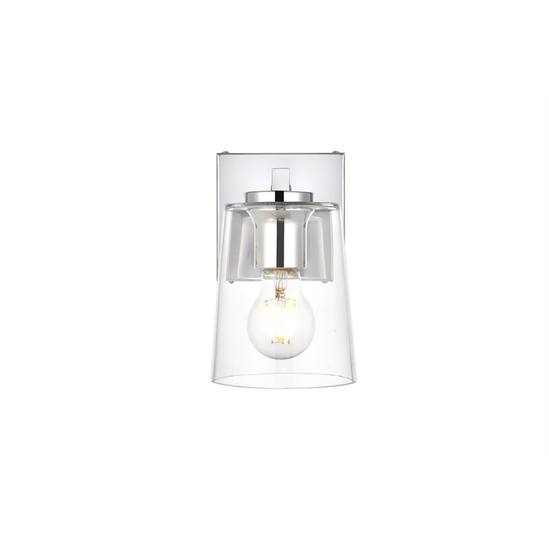 Living District Kacey 1-Light Iron & Glass Bath Sconce in Chrome/Clear