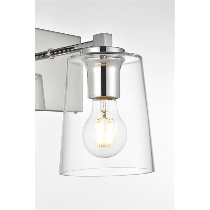 Living District Kacey 1-Light Iron & Glass Bath Sconce in Chrome/Clear