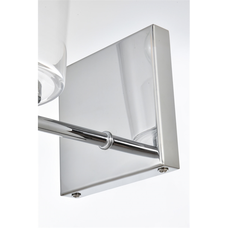 Living District Kacey 1-Light Iron & Glass Bath Sconce in Chrome/Clear