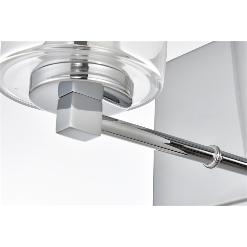 Living District Kacey 1-Light Iron & Glass Bath Sconce in Chrome/Clear