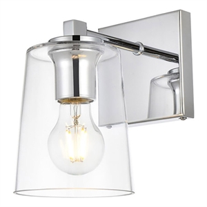 Living District Kacey 1-Light Iron & Glass Bath Sconce in Chrome/Clear